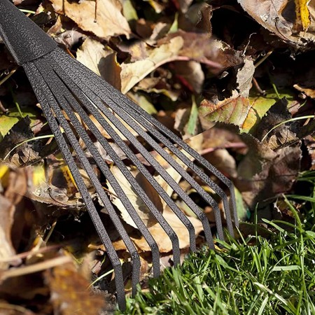 Scopetta rastrello aiuole cura del Giardino e Orto 9 denti acciaio manico legno