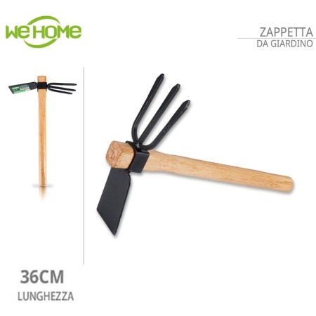 Zappa zappetta giardinaggio due punte tridente attrezzi giardino manico in legno