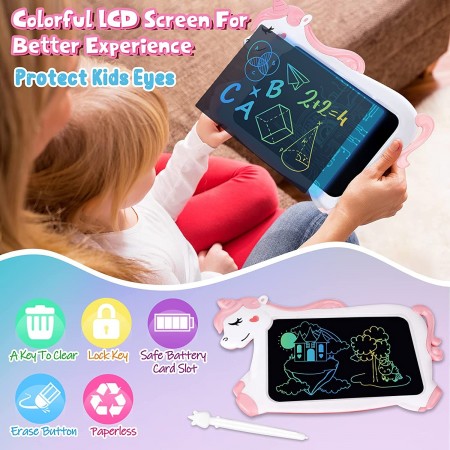 Tavoletta Grafica Lavagna Digitale Tablet LCD Scrittura Disegno Bambini Unicorno
