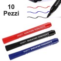 Pennarello Permanente Indelebile 10PZ marcatore vetro plastica Rosso/Nero/Blu