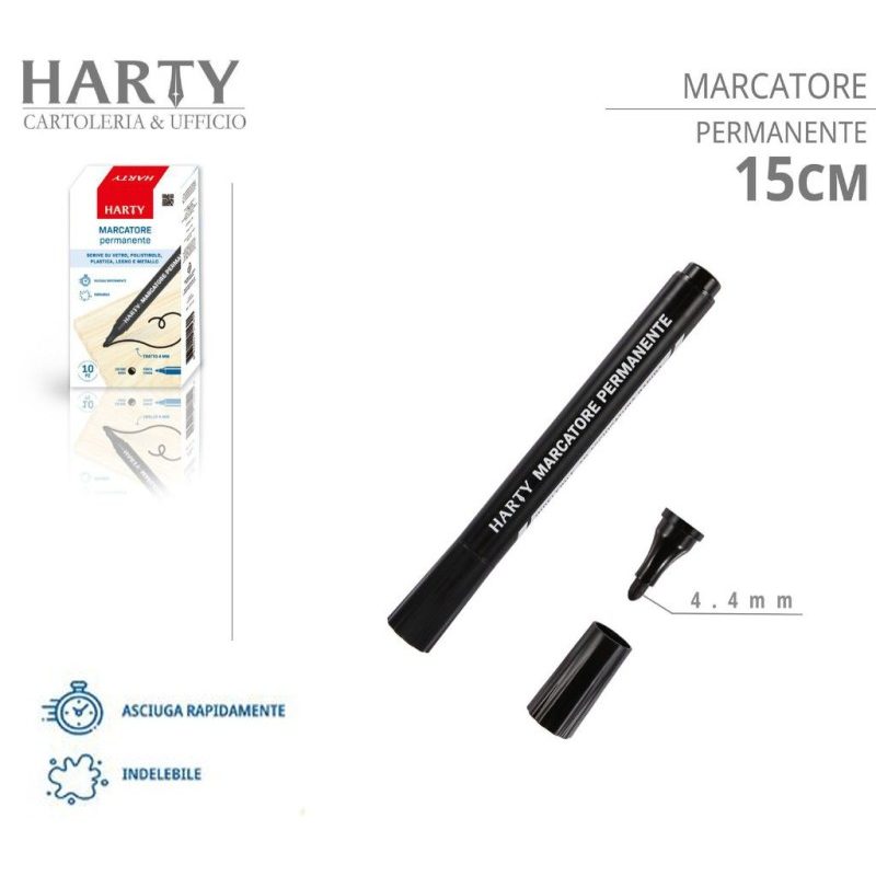 Harty Pennarello Permanente Indelebile 10PZ marcatore vetro plastic...