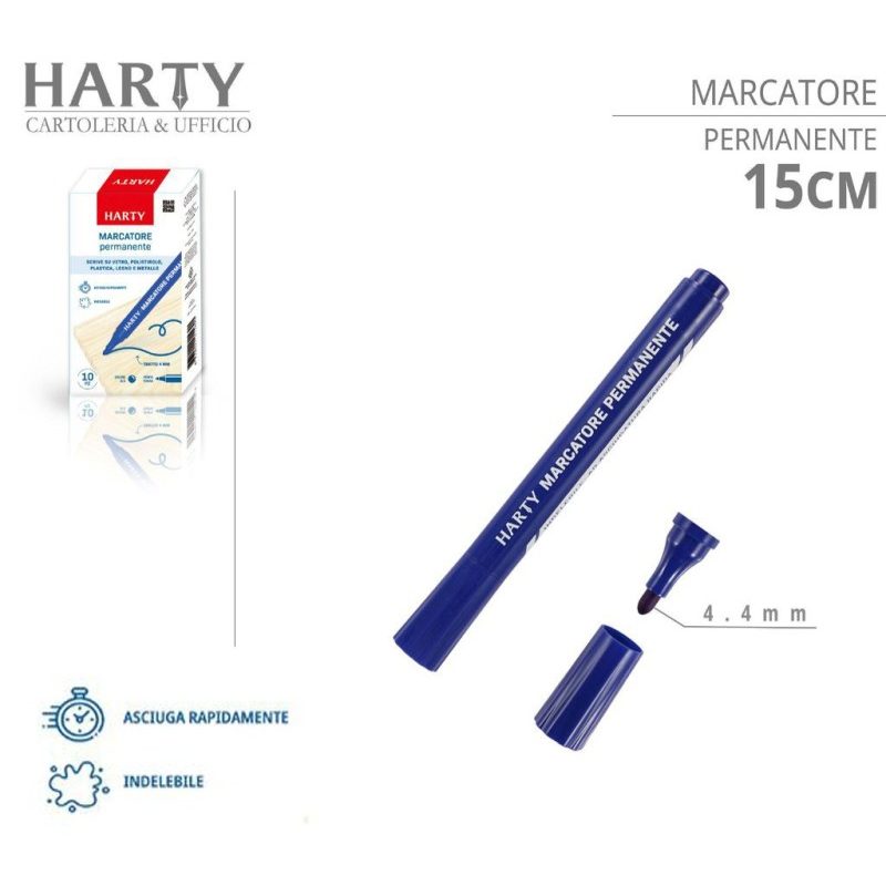 Harty Pennarello Permanente Indelebile 10PZ marcatore vetro plastic...