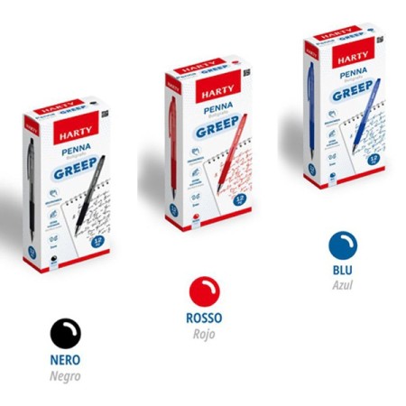 Penne a sfera box da 12 px punta da 1 mm colori Rosso/Nero/Blu scuola ufficio