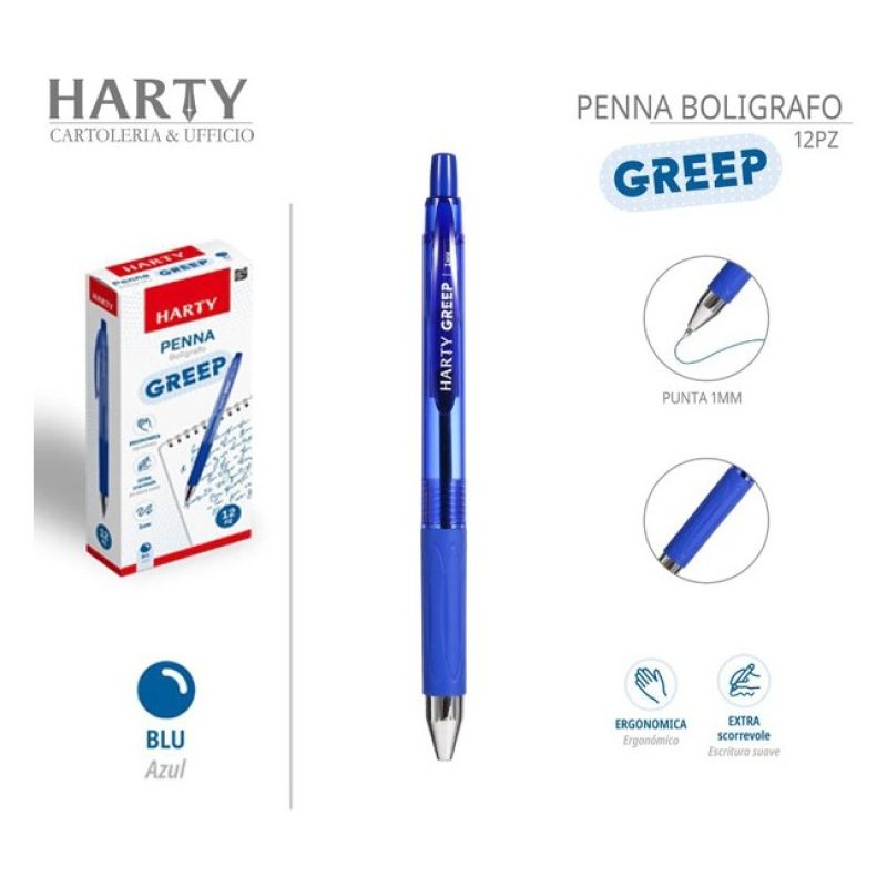Harty Penne a sfera box da 12 px punta da 1 mm colori Rosso/Nero/Bl...