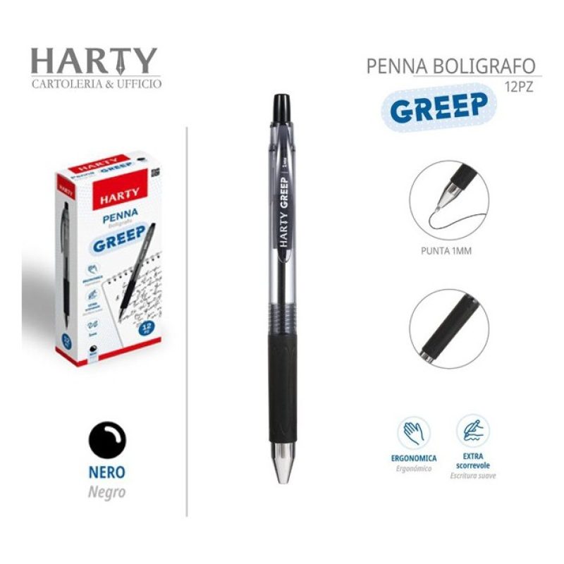 Harty Penne a sfera box da 12 px punta da 1 mm colori Rosso/Nero/Bl...
