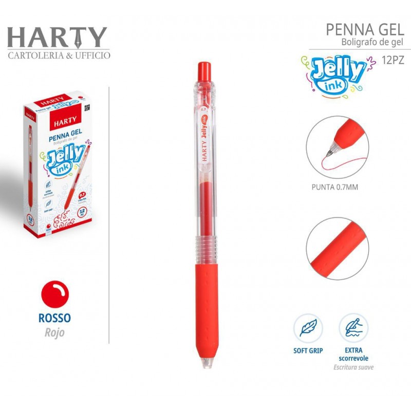 Harty 12x Penne Gel con Punta Media 0,7 mm a scomparsa vari colori ...