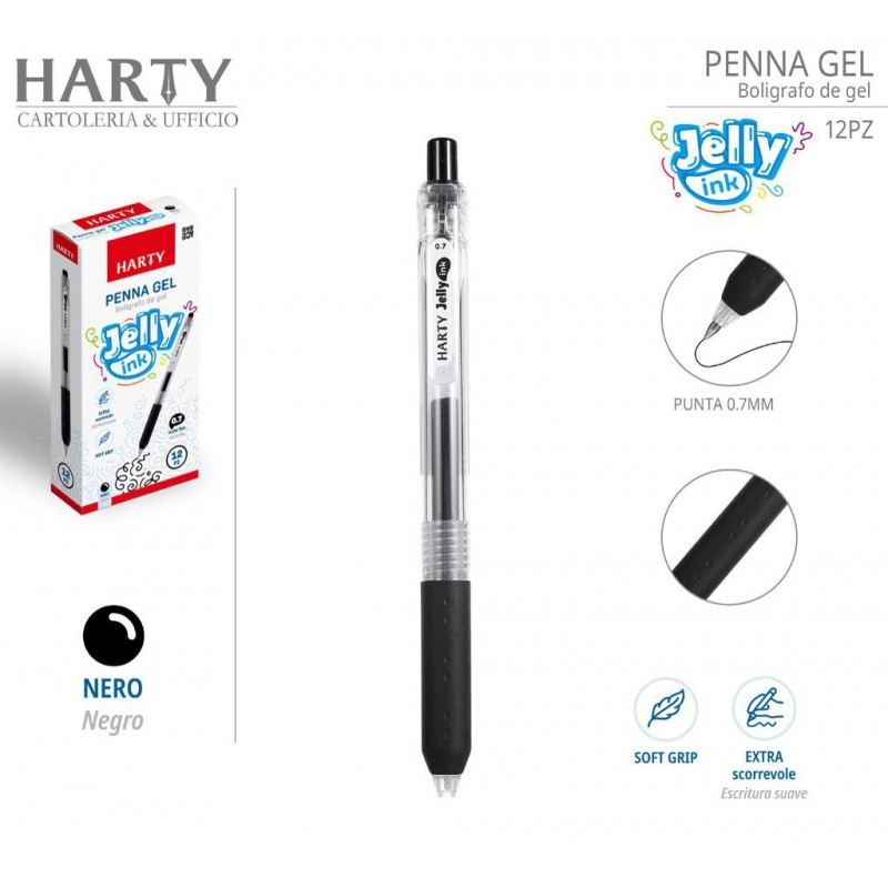 Harty 12x Penne Gel con Punta Media 0,7 mm a scomparsa vari colori ...