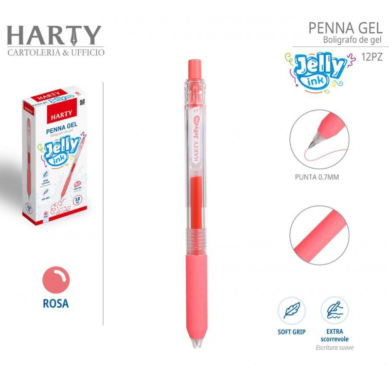 Harty 12x Penne Gel con Punta Media 0,7 mm a scomparsa vari colori ...