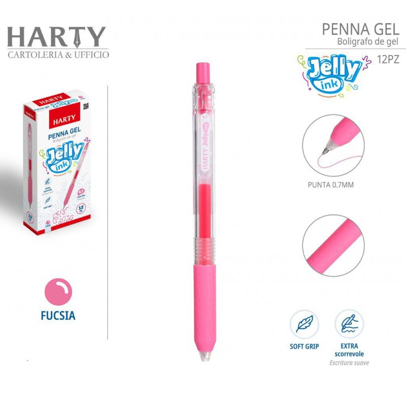 Harty 12x Penne Gel con Punta Media 0,7 mm a scomparsa vari colori ...