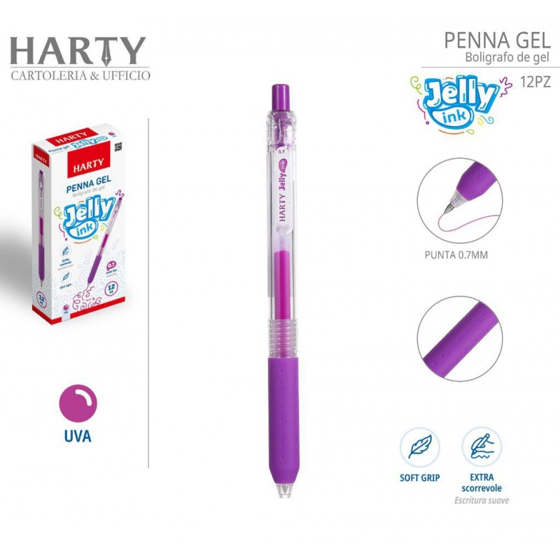 Harty 12x Penne Gel con Punta Media 0,7 mm a scomparsa vari colori ...