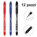 Penne a sfera box 12pz Inchiostro Gel punta da 0,7 mm colori Rosso/Nero/Blu