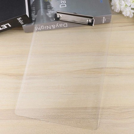 2x Cartella portablocco con molla clip in metallo in plastica A4 trasparente