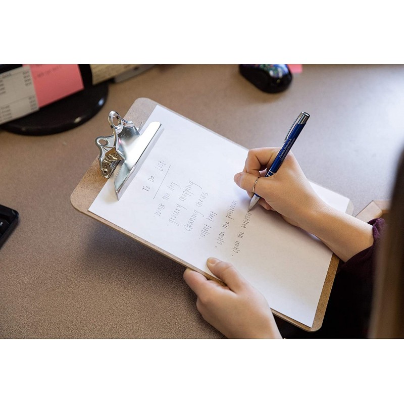 Portablocco A4 In Legno Con Clip Metallica - Set Da 5 Pezzi, Con Gancio Retrattile, Per Ufficio, Scuola O Casa
