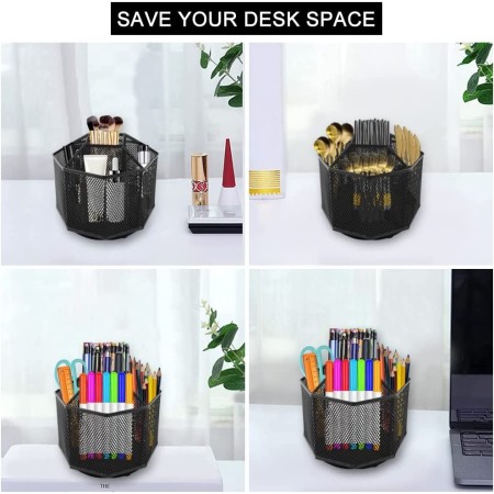 Portaoggetti da scrivania in metallo traforato con 5 scomparti portapenne desk