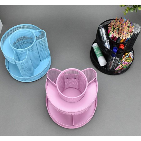 Portaoggetti da scrivania in metallo traforato con 7 scomparti portapenne desk