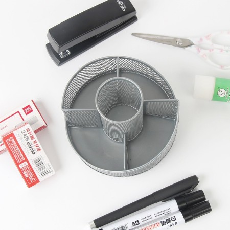 Portapenne portaoggetti da scrivania in metallo traforato con 5 scomparti desk