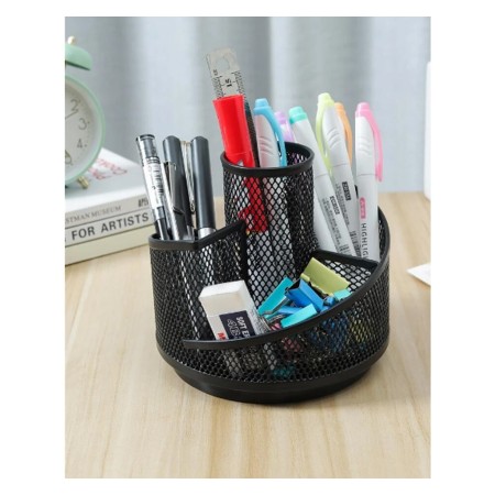 Portapenne portaoggetti da scrivania in metallo traforato con 5 scomparti desk