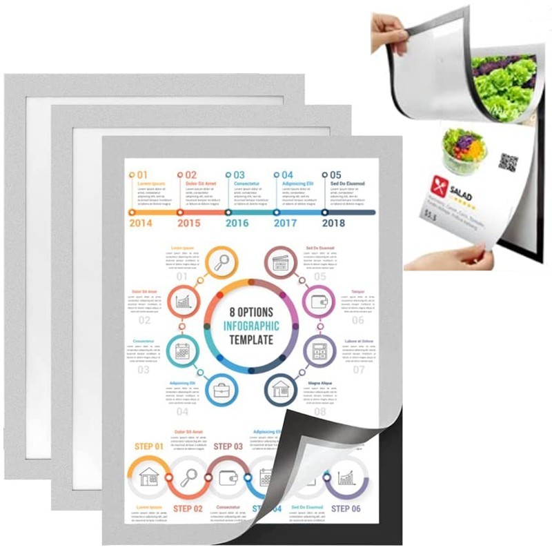 Casa Cornice magnetica Decorazione 3PZ parete foto Copertina poster documenti A4