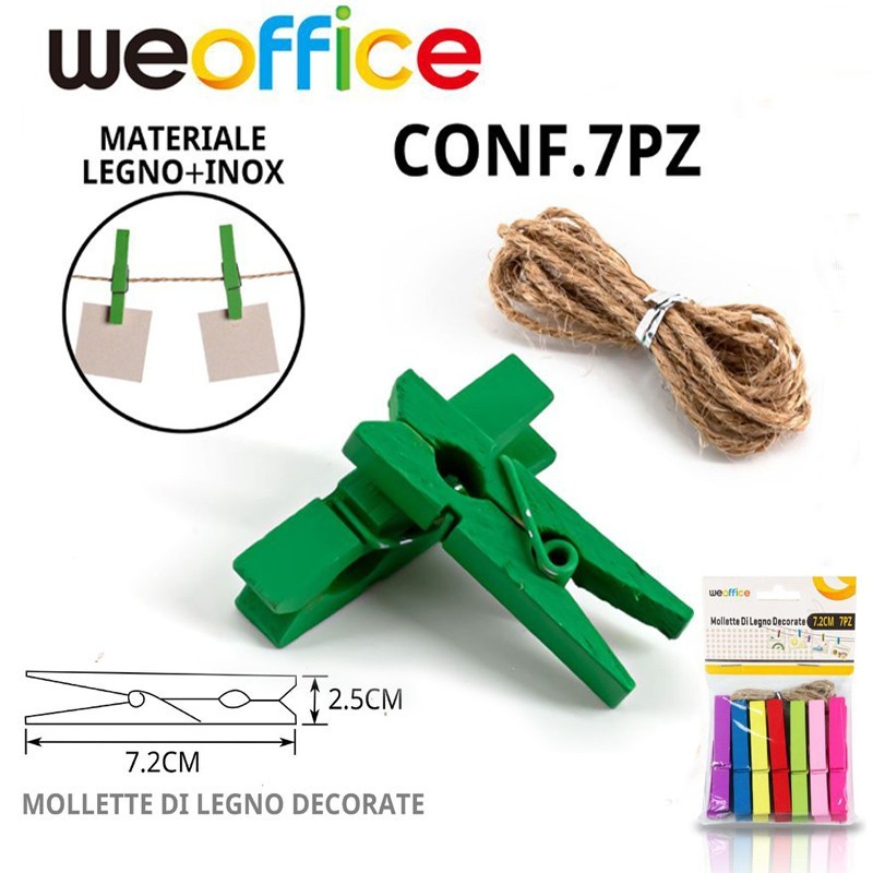 Weoffice 168 mollette legno appendi foto 7,2 cm mollettine decorazi...