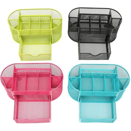 Portapenne portaoggetti da scrivania in metallo traforato con 5 scomparti desk