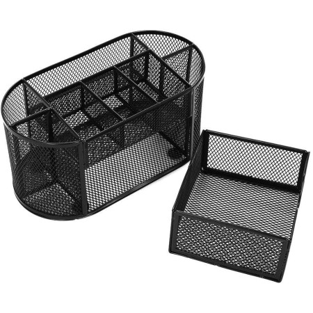 Portapenne portaoggetti da scrivania in metallo traforato con 5 scomparti desk