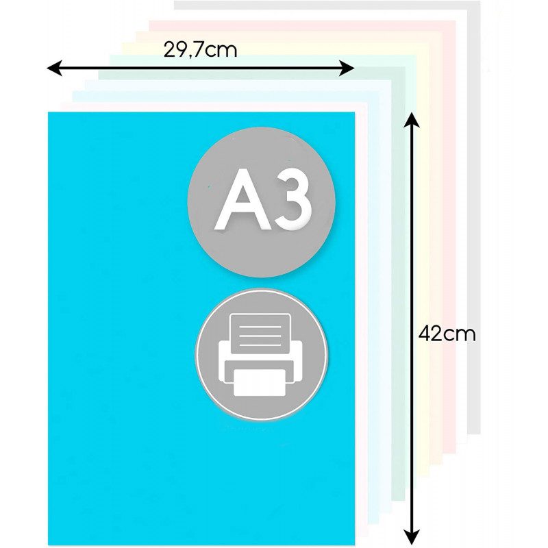 Harty Carta Colorata A3 42x29 cm 180 gr 30 Fg risma in colori assor...