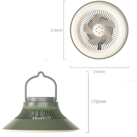 Ventilatore da Campeggio con Lampada LED ricaricabile portatile da esterno