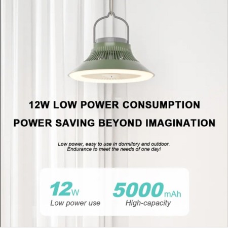 Ventilatore da Campeggio con Lampada LED ricaricabile portatile da esterno