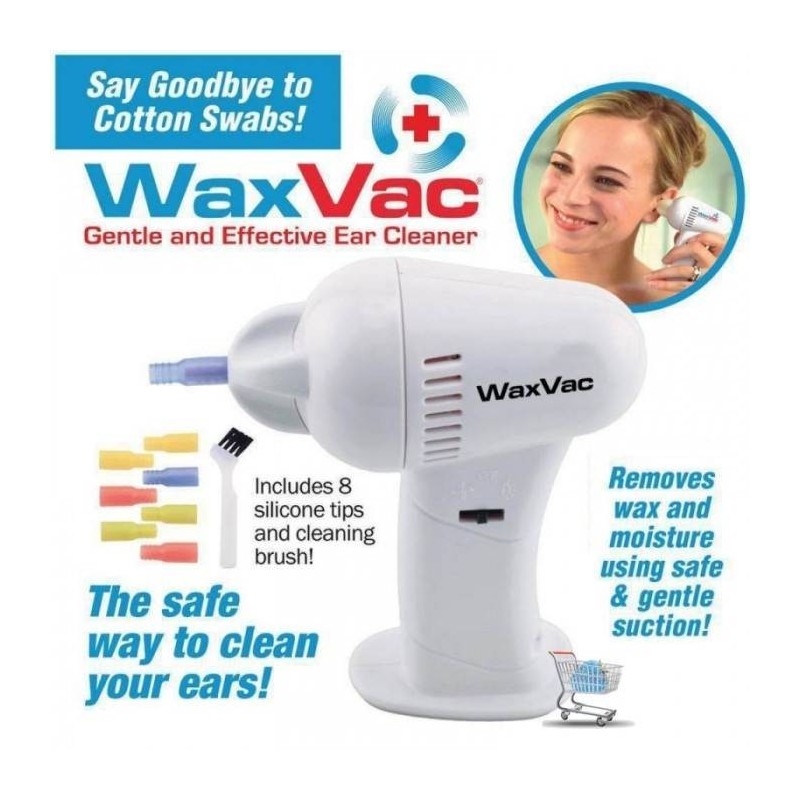 TOGLI CERUME WAXVAC WAX VAC PULITORE ASPIRATORE ELETTRICO PULIZIA ORECCHIO 