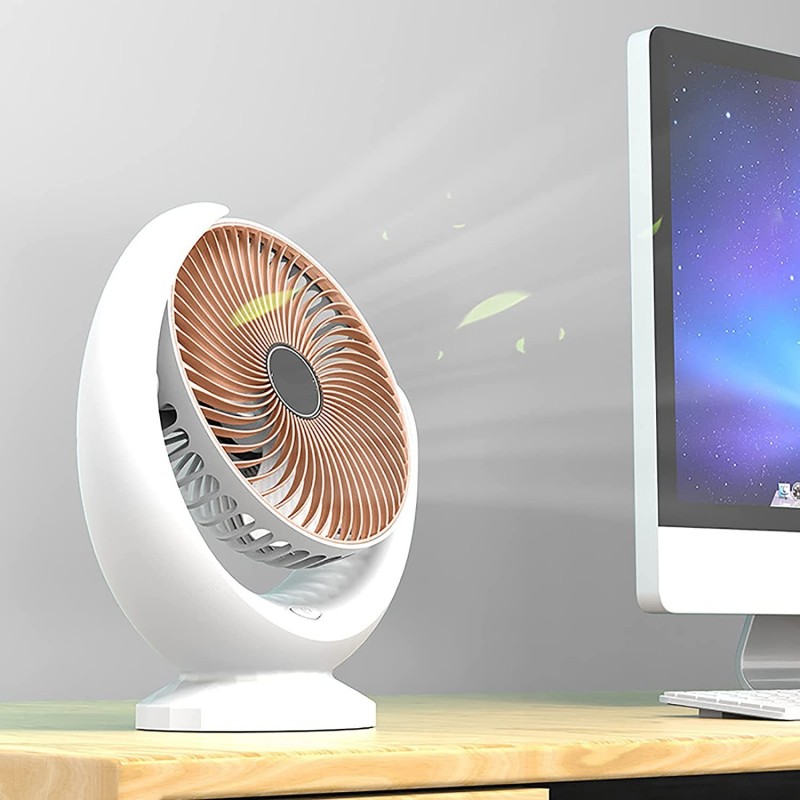 Mini Ventilatore Portatile Ricaricabile USB JZCreater - Doppio Motore, 4 Velocità, Batteria 2600 MAh - Pieghevole E Silenzioso Per Scrivania