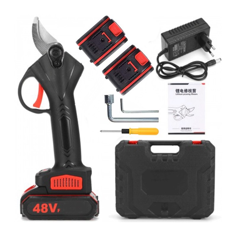 Forbici potatura cesoie 2x Batteria 48 cordless taglio 30mm pota rami valigetta