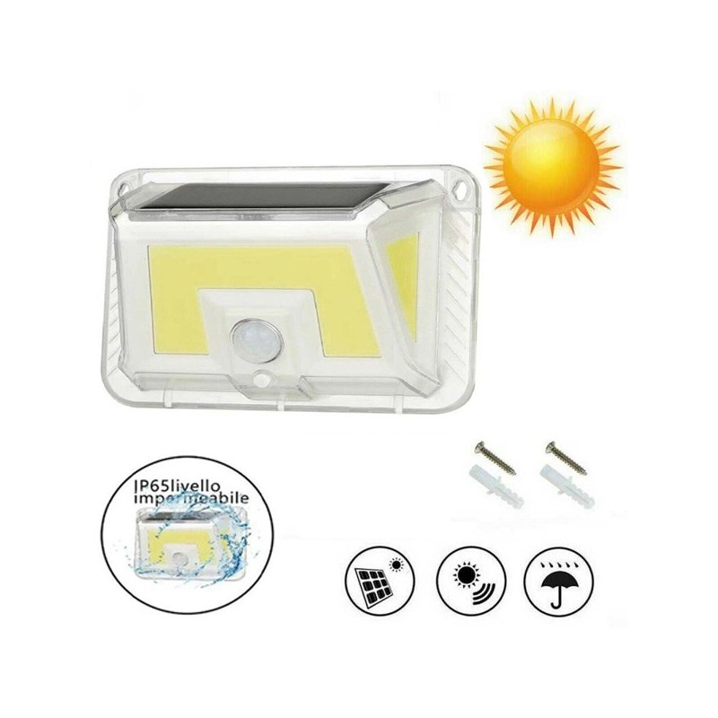 Lampada faro luce faretto da esterno energia solare LED COB sensore di movimento