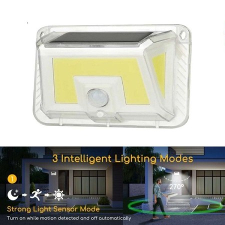 Lampada faro luce faretto da esterno energia solare LED COB sensore di movimento