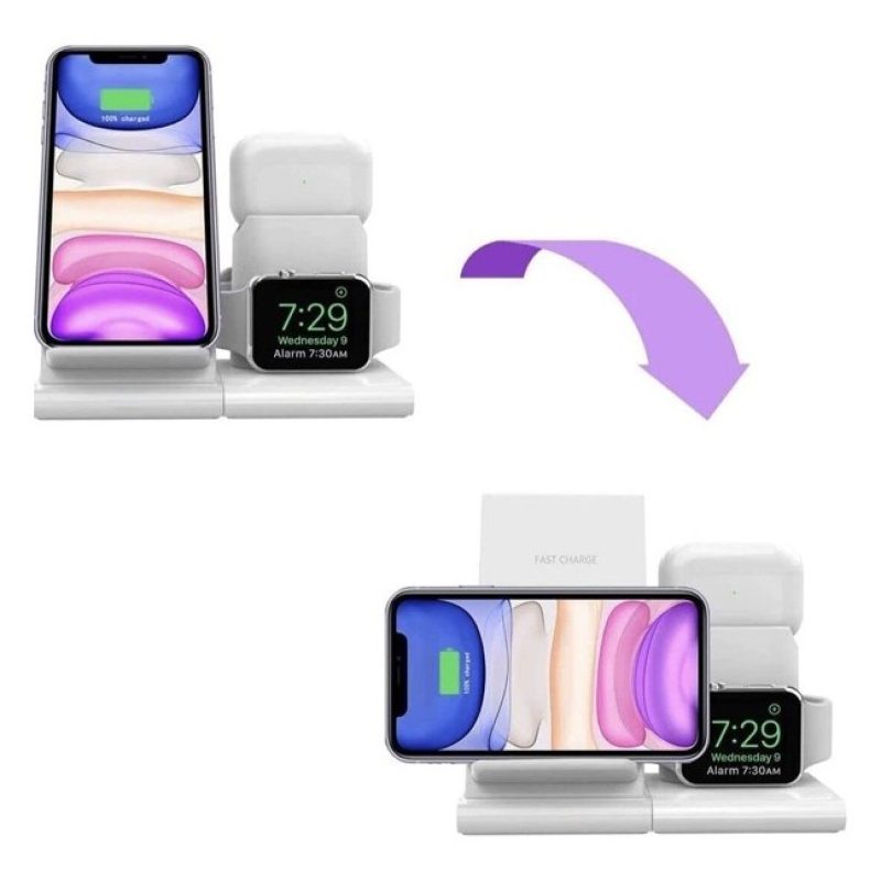 Unico Base Di Ricarica wireless caricabatterie QI 3In1per Apple Wat...