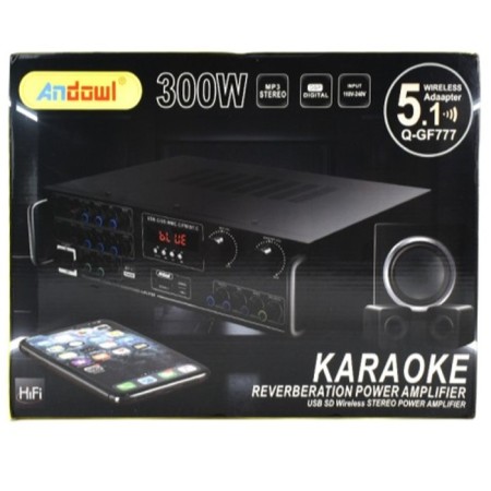 Amplificatore audio bluetooth stereo karaoke FM  HI-FI USB AUX SD 300W Q-GF777