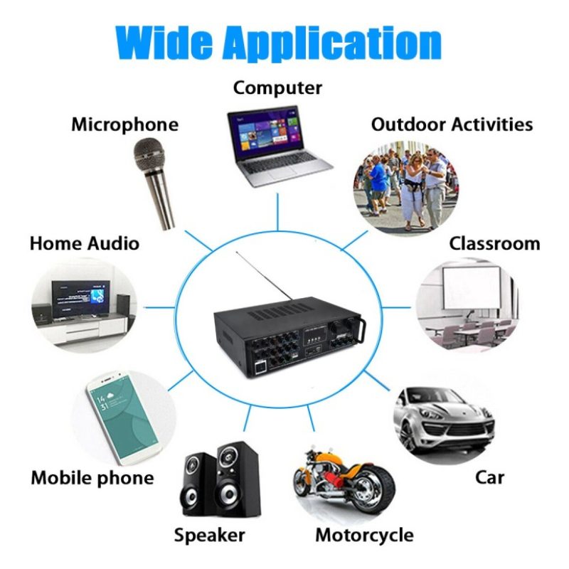 Hongu Amplificatore audio bluetooth stereo karaoke FM HI-FI USB AUX...