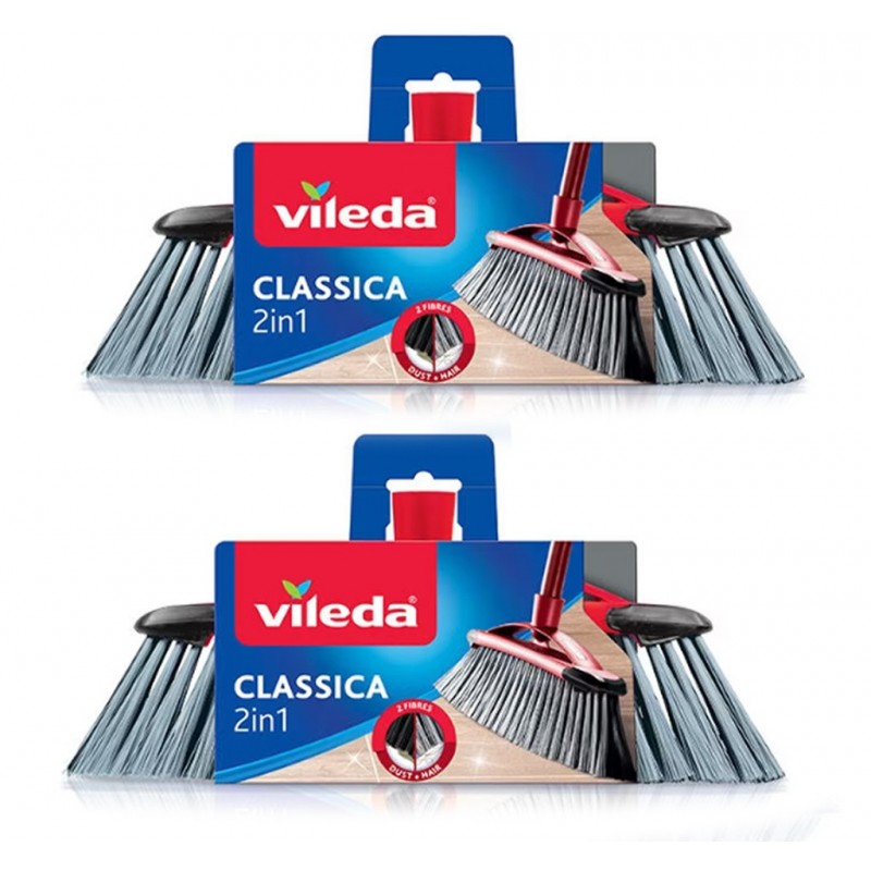 Vileda Scopa Classica 2 in 1 da Interni Pulizie Polvere Capelli 2 PEZZI  sporco