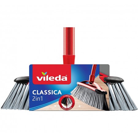 Vileda Scopa Classica 2 in 1 da Interni Pulizie Polvere Capelli 2 PEZZI  sporco