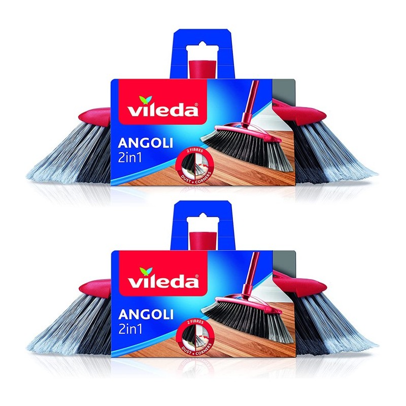 Vileda Scopa 2 in 1 doppio angoli 2 Pezzi Ricambio ideale per pavimenti pulizia