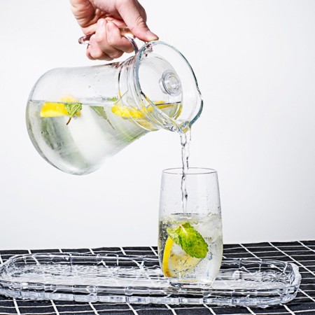 Brocca Caraffa in vetro per acqua vino sangria con tappo 1,5 litri trasparente