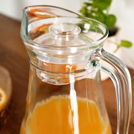 Brocca Caraffa in vetro per acqua vino sangria con tappo 1,5 litri trasparente