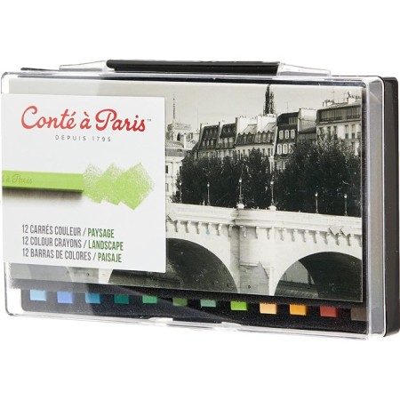 Conte a Paris set da 12 pastelli colori assortiti quadrati per artisti paesaggi