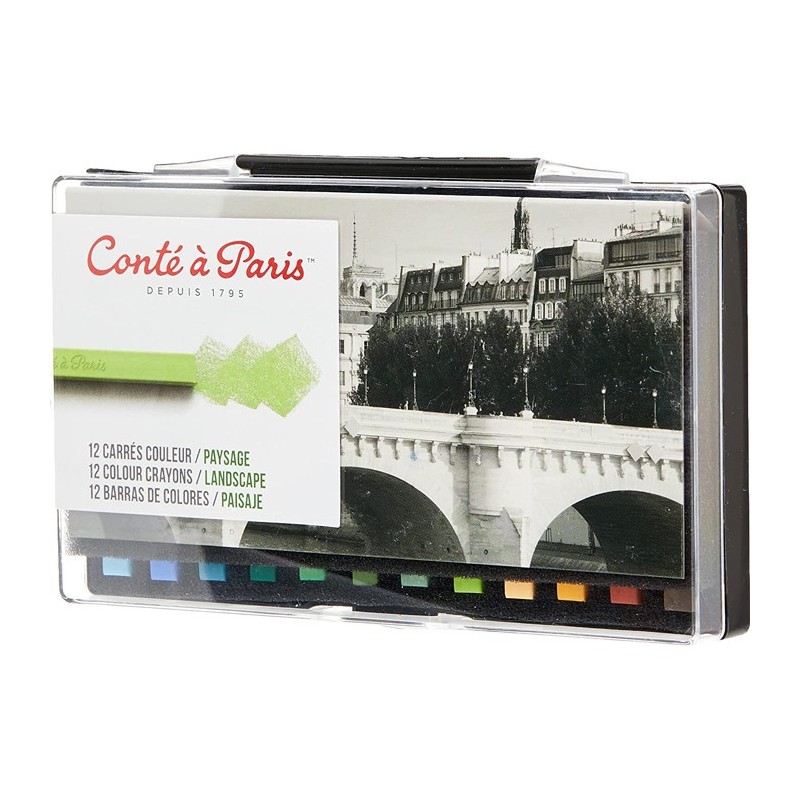 Conte a Paris set da 12 pastelli colori assortiti quadrati per artisti paesaggi
