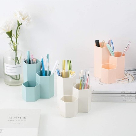 Portapenne oggetti organizer per scrivania in Plastica 3 scomparti ufficio casa