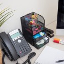 Organizer Da Scrivania in metallo portapenne Ufficio Cancelleria 3 cassetti nero
