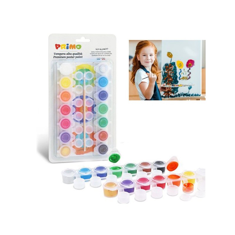 Kit set pittura disegno con tempere colorate 14 colori bambini Primo pittura