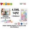 Primo Kit set pittura disegno con tempere colorate 14 colori bambin...