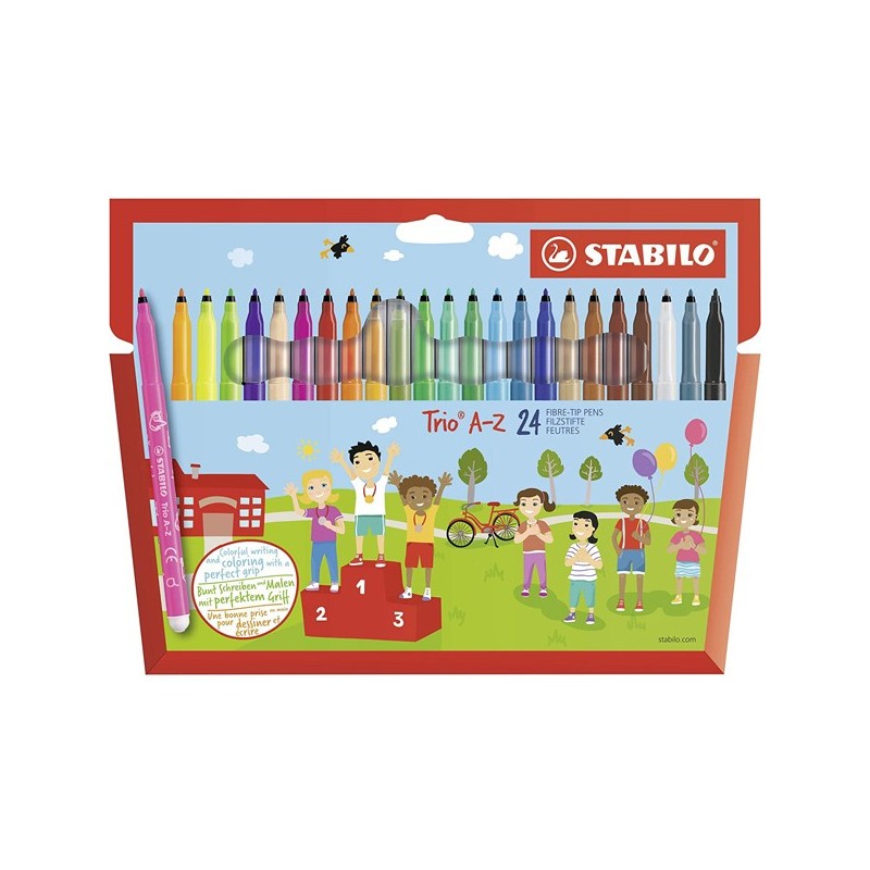 Pennarelli Stabilo Trio A-Z punta fine Confezione da 24 Colori assortiti bambini