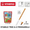 Pennarelli Stabilo Trio A-Z punta fine Confezione da 12 Colori assortiti bambini