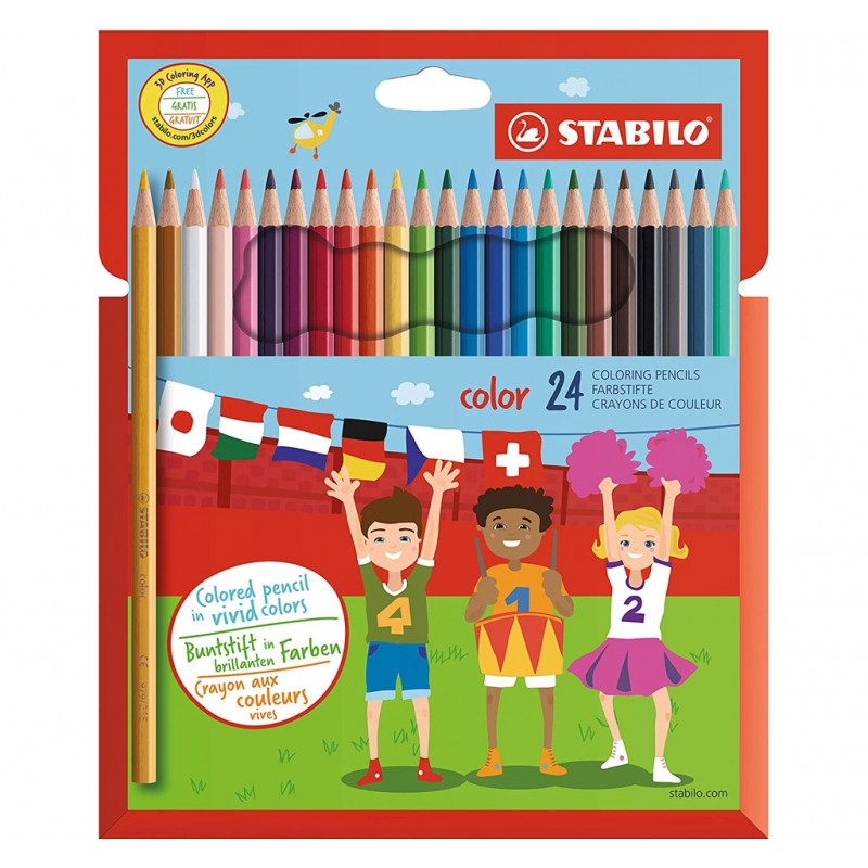 Matite colorate Stabilo Confezione da 24 Colori assortiti astuccio bambini 2,5mm